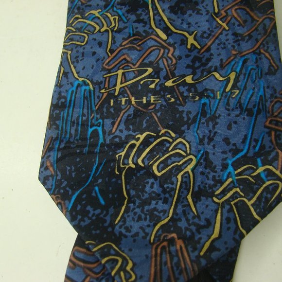 Appointed Apparel Living Epistles Christian Tie Pray Praying Hands Blue - Picture 2 of 8